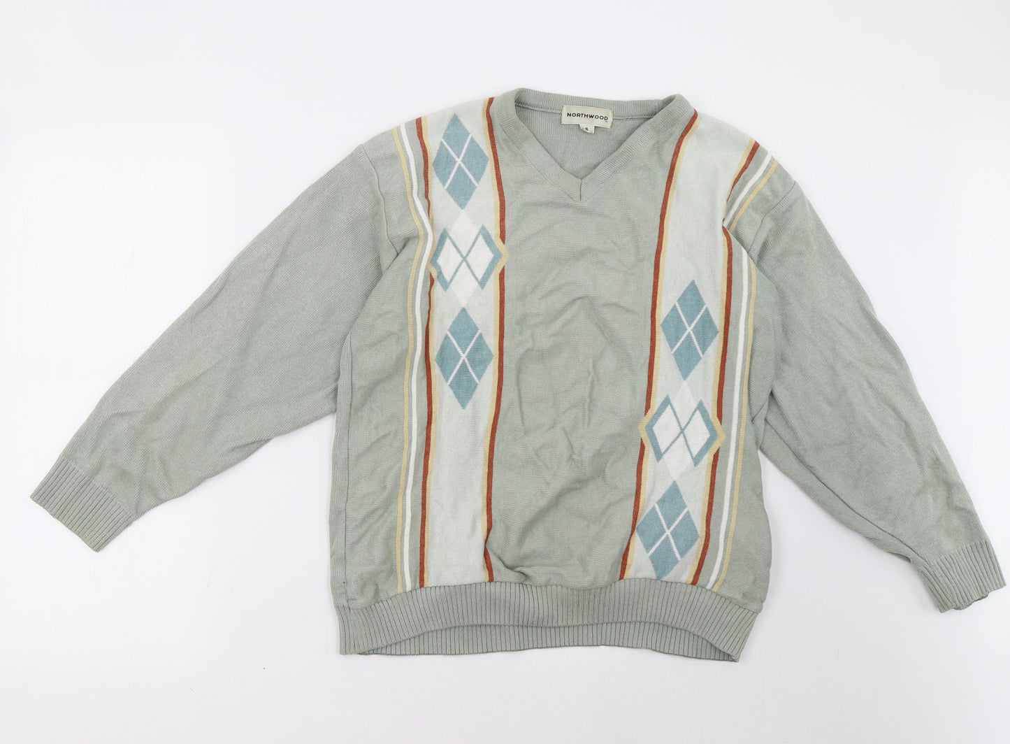 northwood Mens Green Geometric  Pullover Sweatshirt Size S