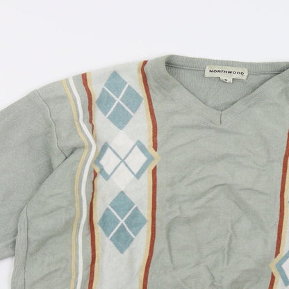 northwood Mens Green Geometric  Pullover Sweatshirt Size S