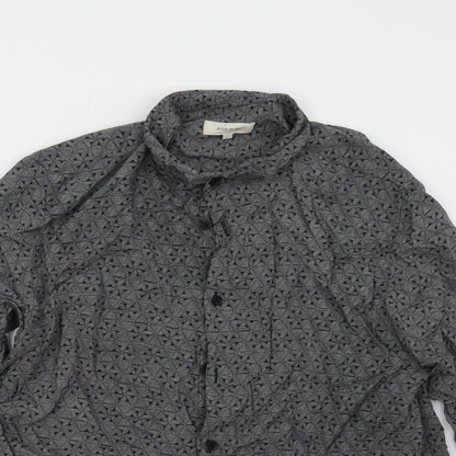 River Island Mens Grey Geometric   Polo Size L