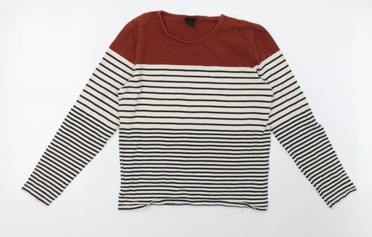 H&M Womens Beige Striped  Pullover Sweatshirt Size S