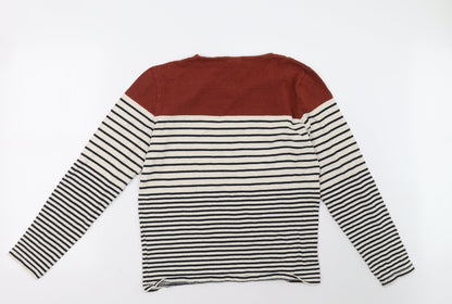 H&M Womens Beige Striped  Pullover Sweatshirt Size S