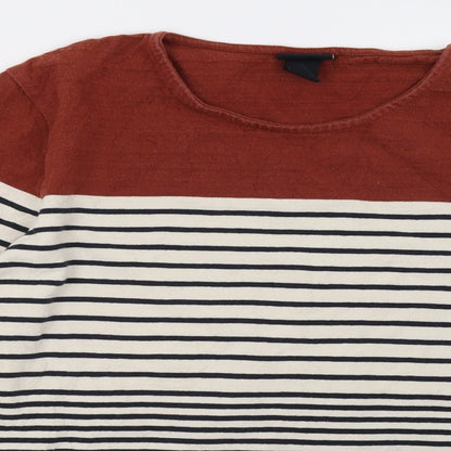 H&M Womens Beige Striped  Pullover Sweatshirt Size S