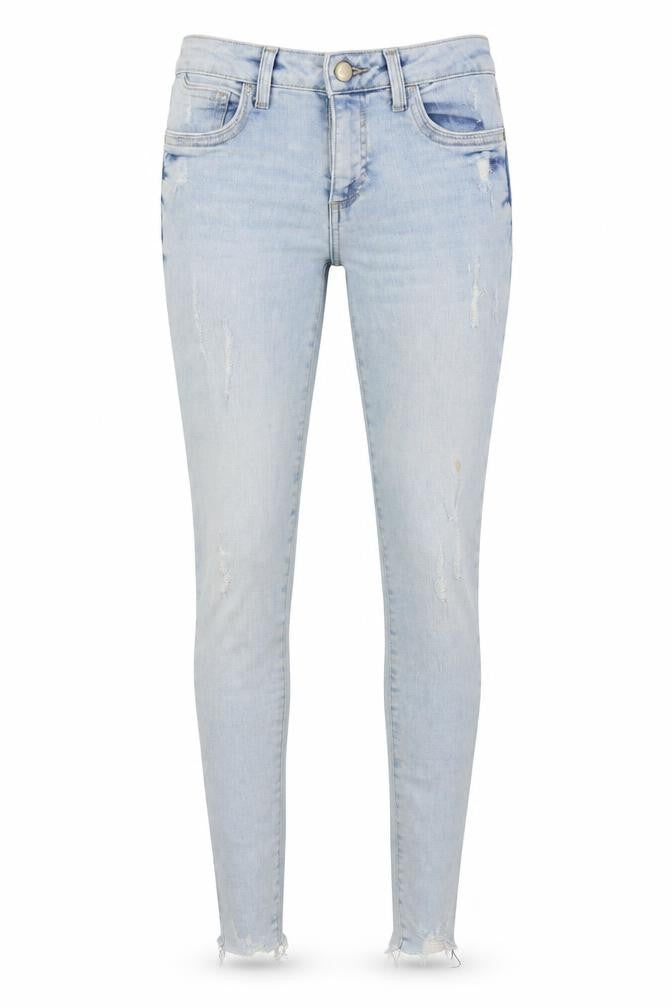 Front view of Primark women’s blue denim skinny jeans, size UK 6, 28-inch leg