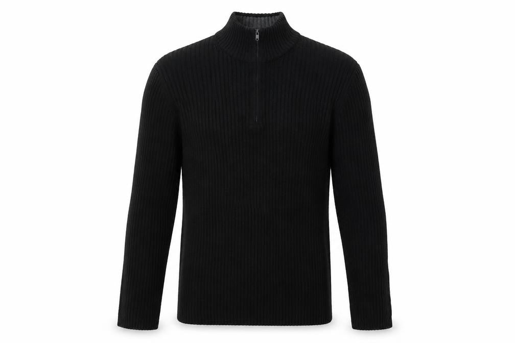 Front view of Express men’s black pullover sweatshirt, size L