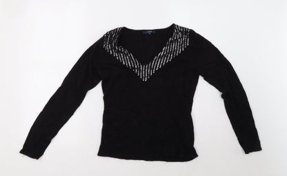 Additional front view of Debenhams women’s black pullover sweatshirt, size UK 12