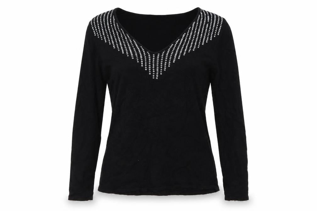 Front view of Debenhams women’s black pullover sweatshirt, size UK 12