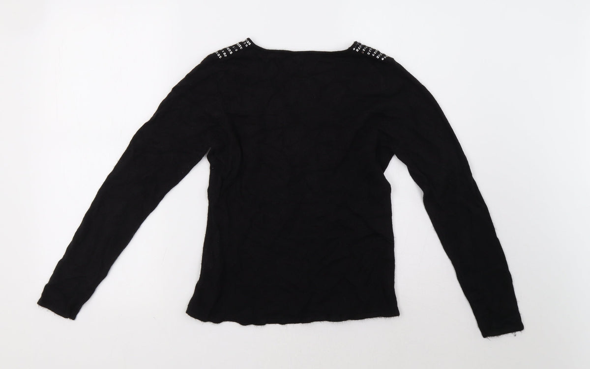 Back view of Debenhams women’s black pullover sweatshirt, size UK 12
