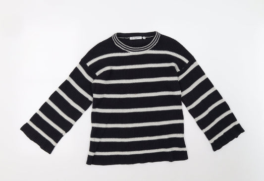 Brave Soul Womens Blue Striped  Pullover Sweatshirt Size 12