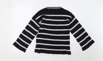 Brave Soul Womens Blue Striped  Pullover Sweatshirt Size 12