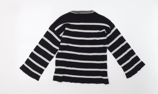 Brave Soul Womens Blue Striped  Pullover Sweatshirt Size 12