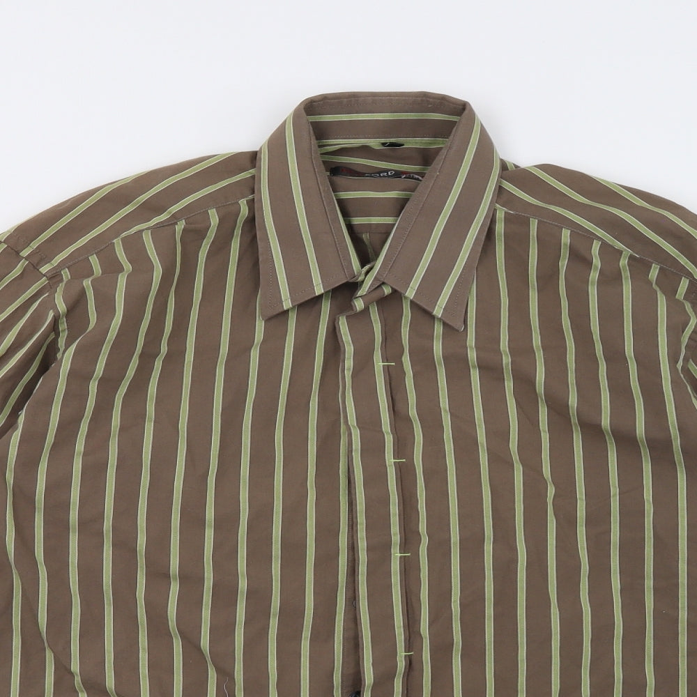 redford Mens Grey Striped   Polo Size L