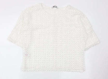 peaocks Womens White   Pullover Jumper Size 12