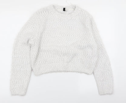 Womens UK Size 10 H&M White Pullover Jumper