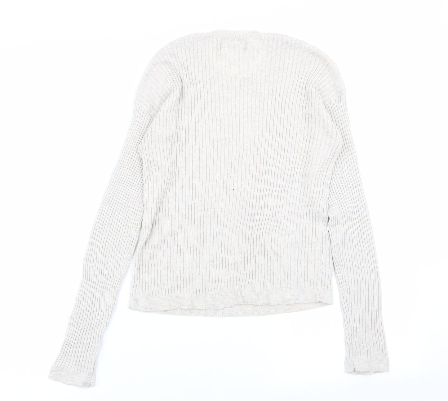 Womens UK Size 6 Bershka Beige Basic T-Shirt