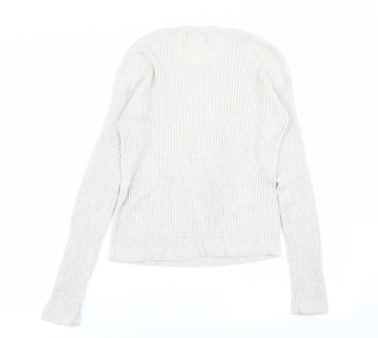 Womens UK Size 6 Bershka Beige Basic T-Shirt