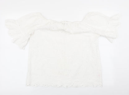 F&F Womens White Geometric  Basic Blouse Size 14