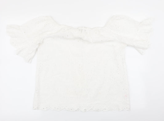 F&F Womens White Geometric  Basic Blouse Size 14