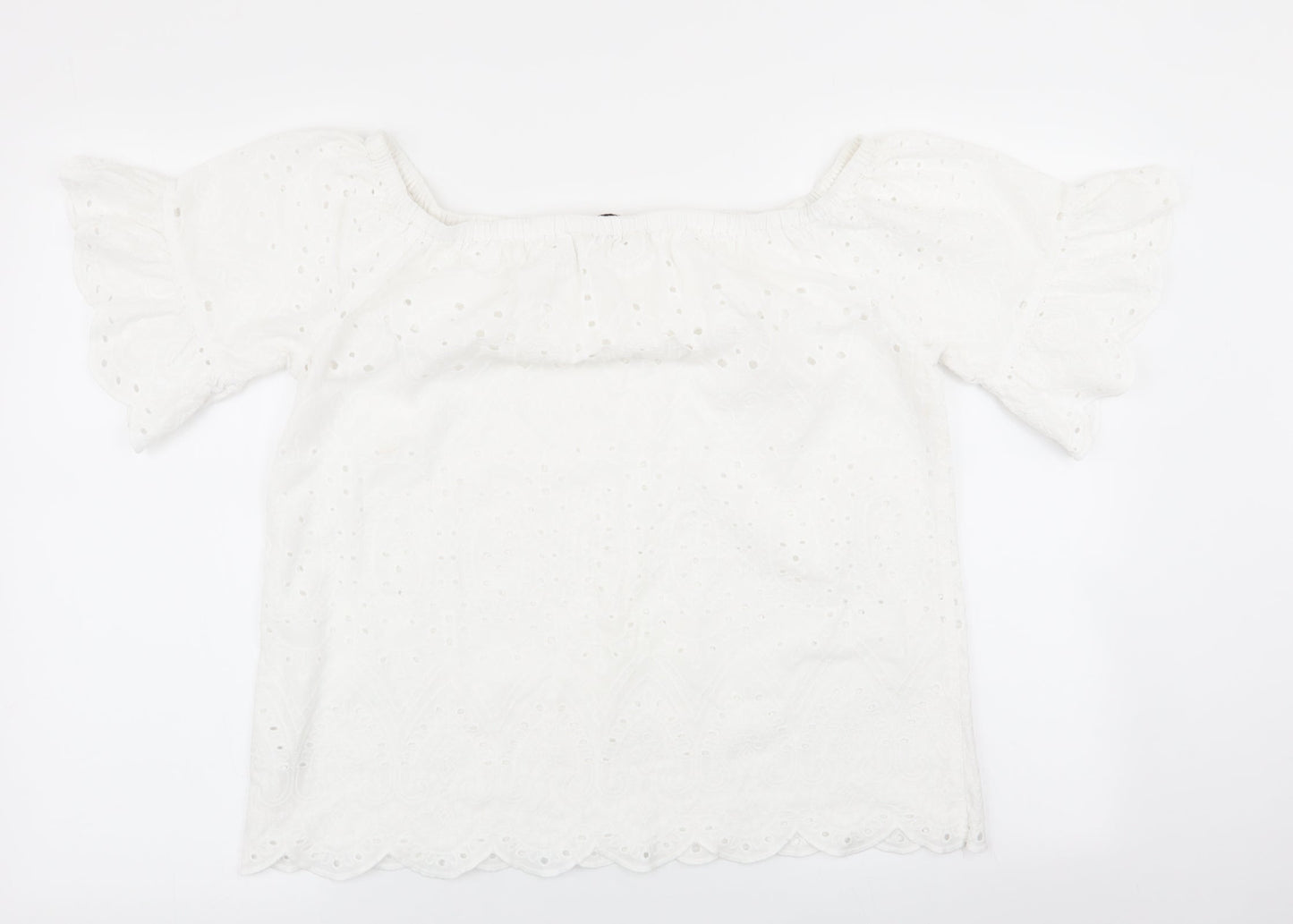 F&F Womens White Geometric  Basic Blouse Size 14