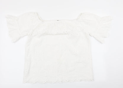 F&F Womens White Geometric  Basic Blouse Size 14