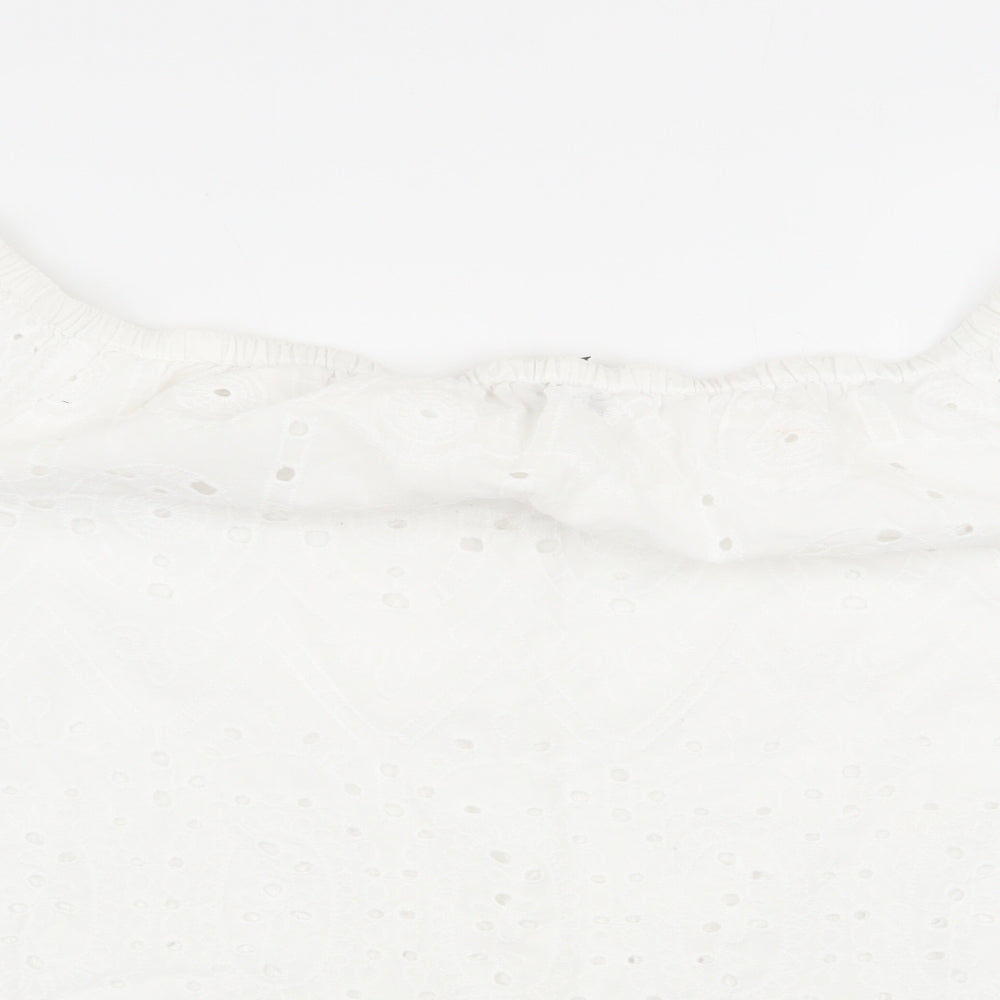 F&F Womens White Geometric  Basic Blouse Size 14