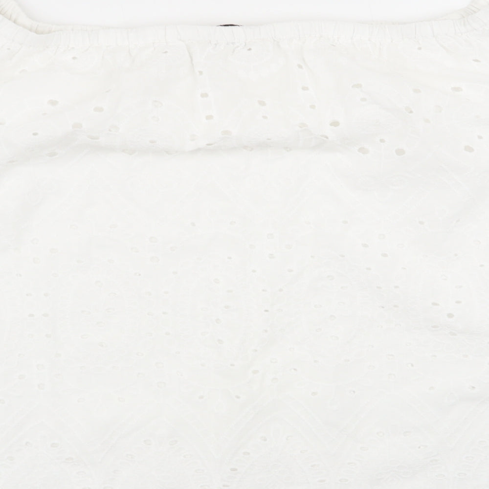 F&F Womens White Geometric  Basic Blouse Size 14