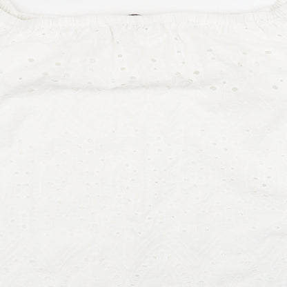 F&F Womens White Geometric  Basic Blouse Size 14