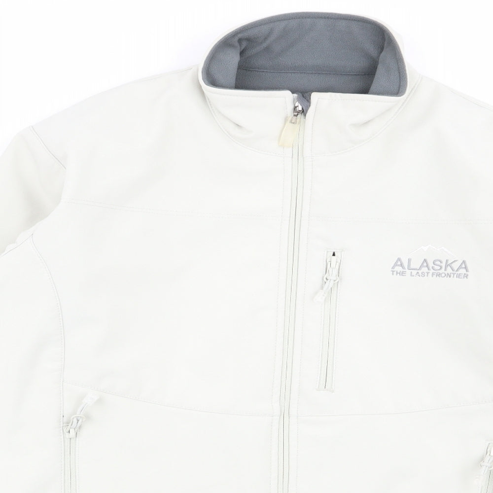 Close-up detail of sol women’s ivory jacket coat, size L