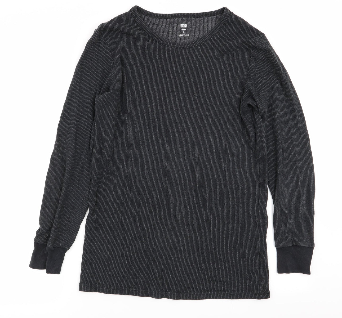 F&F Womens Grey Striped  Basic T-Shirt Size L