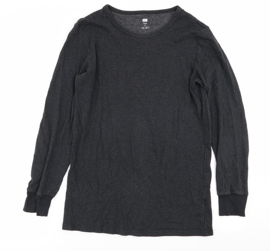 F&F Womens Grey Striped  Basic T-Shirt Size L