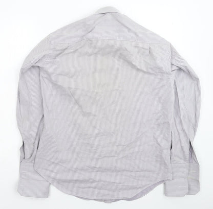 Slaters Mens Grey Striped   Dress Shirt Size 16