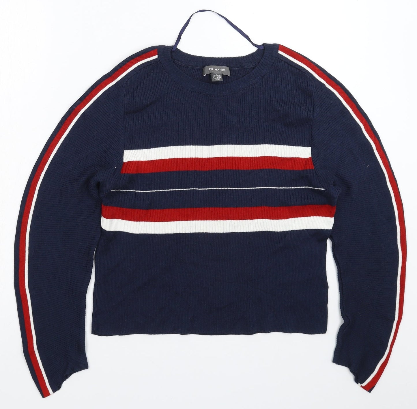 Primark Womens Blue Striped Knit Pullover Jumper Size 14