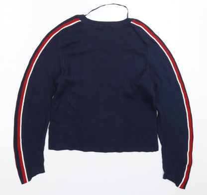 Primark Womens Blue Striped Knit Pullover Jumper Size 14