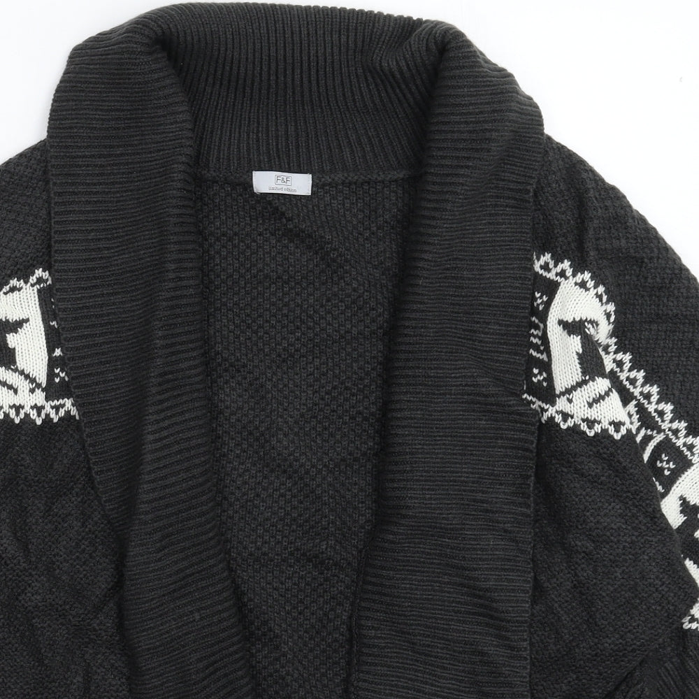 F&F Womens Grey  Knit Cardigan Jumper Size 12