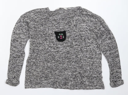 H&M Girls Grey  Knit Pullover Jumper Size 9-10 Years
