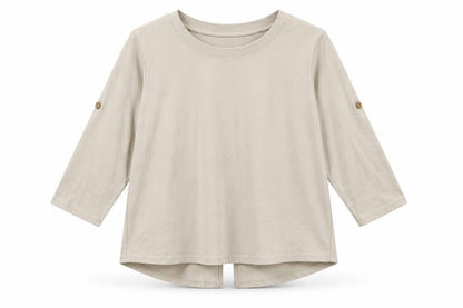 Front view of Alexara women’s grey pullover sweatshirt, size M