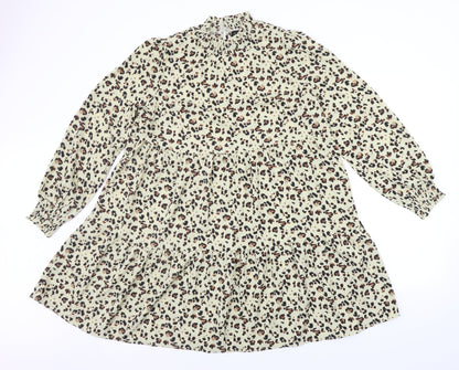 QED London Womens Beige Animal Print  A-Line  Size 12