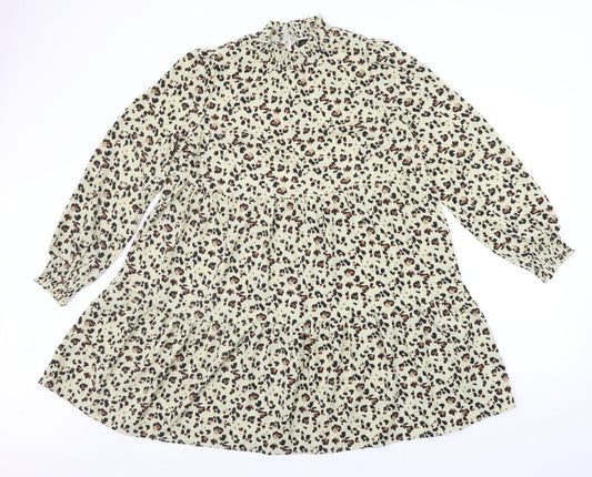 QED London Womens Beige Animal Print  A-Line  Size 12