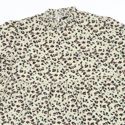QED London Womens Beige Animal Print  A-Line  Size 12