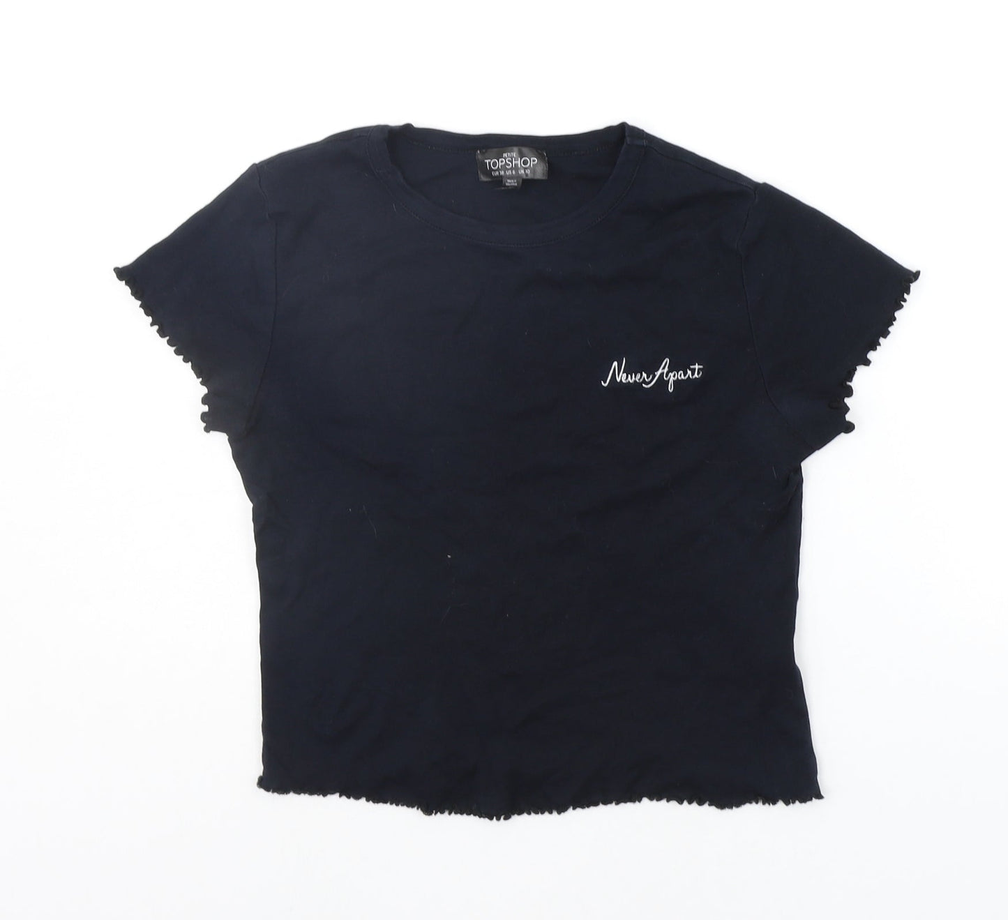 Womens UK Size 10 Topshop Blue Basic T-Shirt