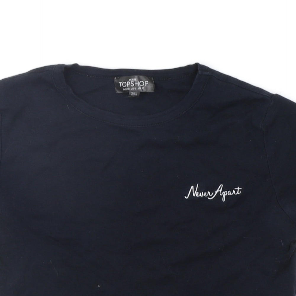 Womens UK Size 10 Topshop Blue Basic T-Shirt
