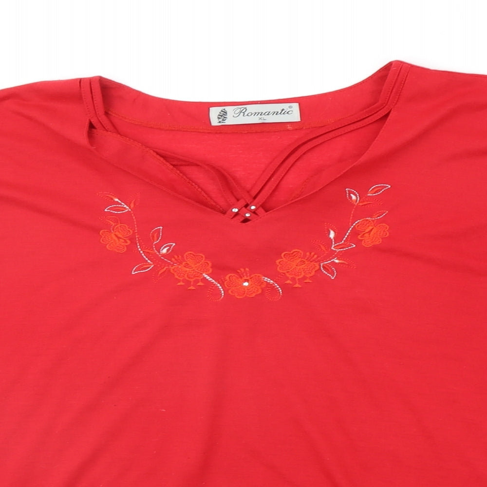 Romantic Womens Red   Basic T-Shirt Size XL