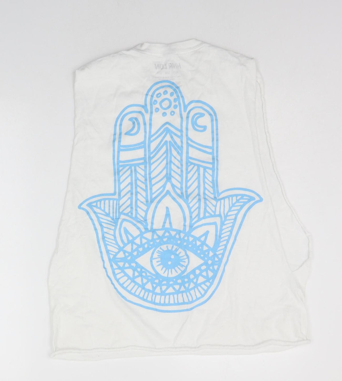 Back view of hnr lon women’s white basic tank, size XS
