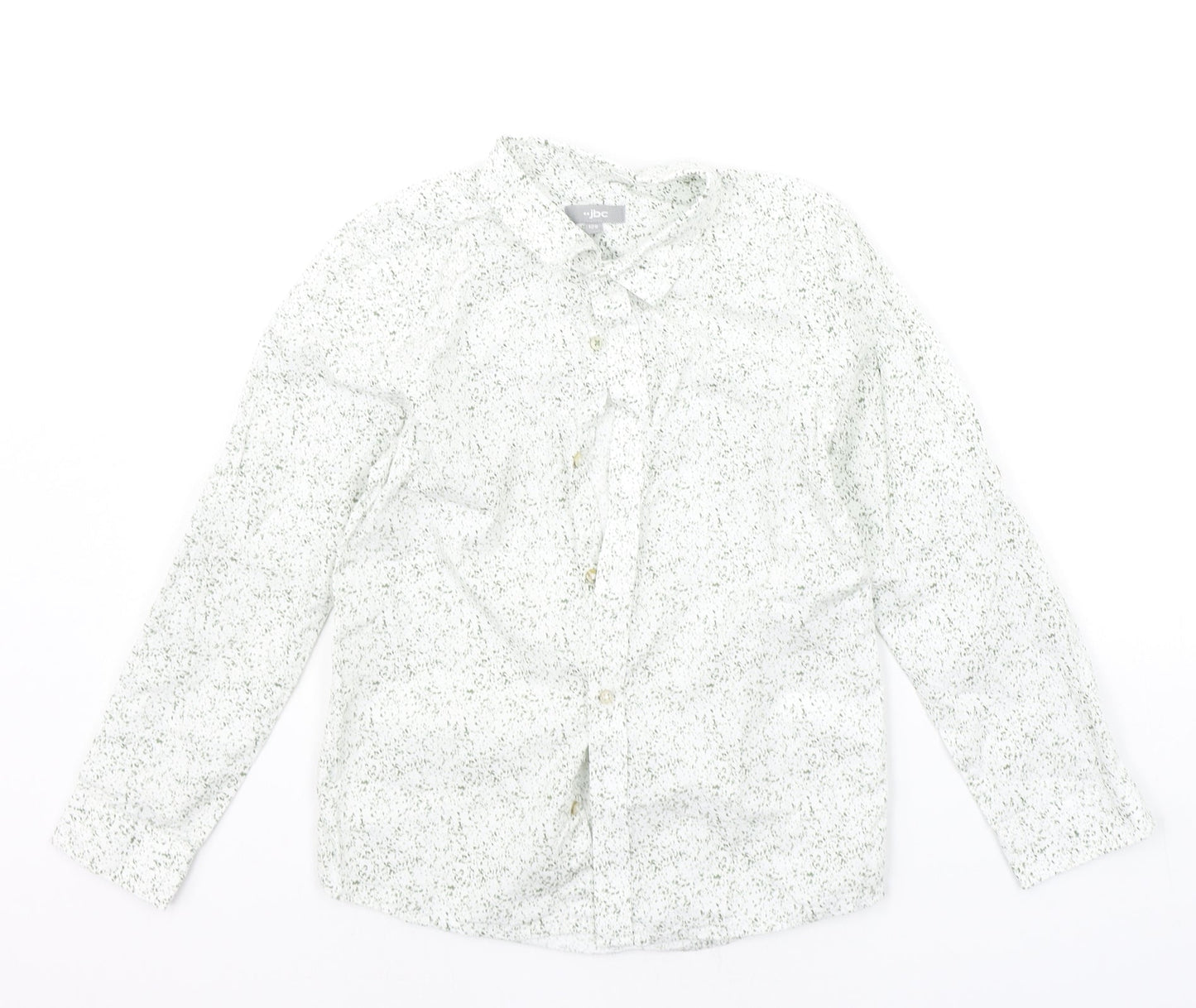 JBC Boys White Geometric  Basic Button-Up Size 8-9 Years