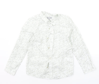 JBC Boys White Geometric  Basic Button-Up Size 8-9 Years