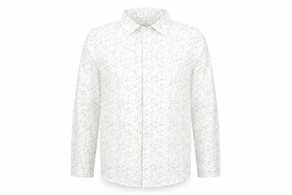 Front view of JBC boys’ white geometric basic button-up, size 8-9, years