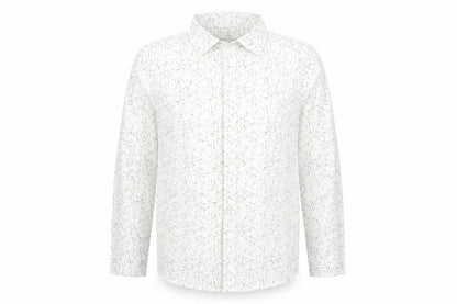 Front view of JBC boys’ white geometric basic button-up, size 8-9, years