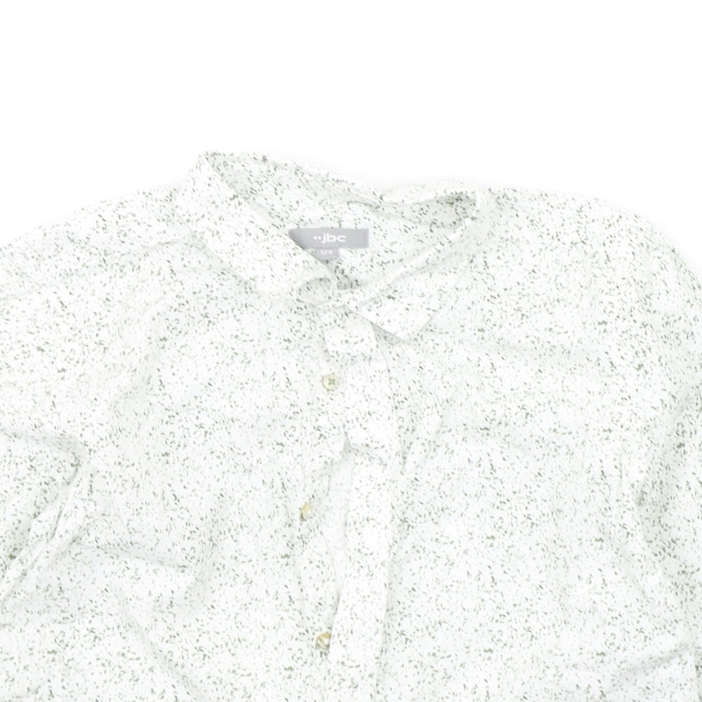 JBC Boys White Geometric  Basic Button-Up Size 8-9 Years