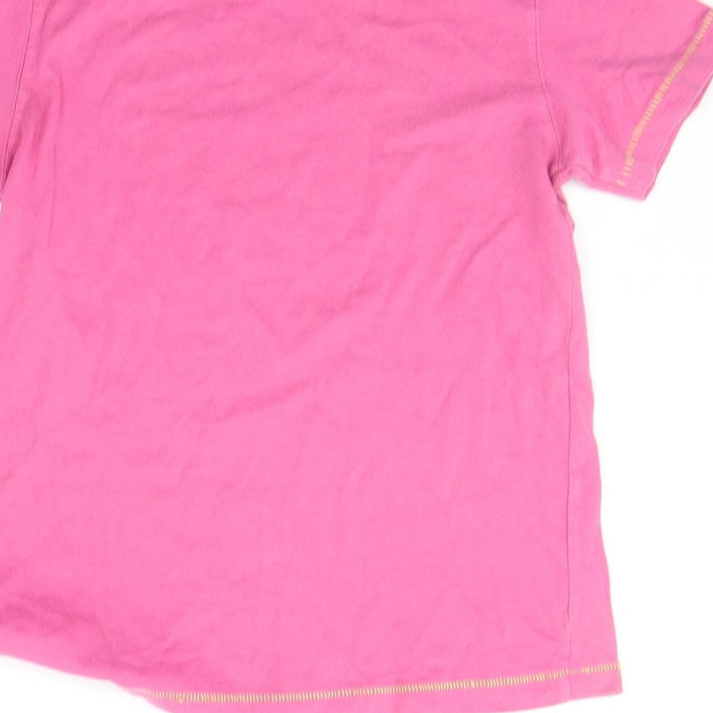 Brand and care label for Next girls’ pink basic t-shirt, size 7, years - shark