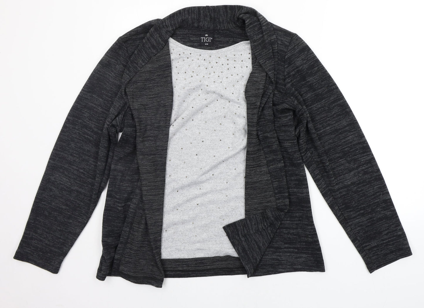 Womens UK Size 14 TIGI Grey Cardigan Jumper