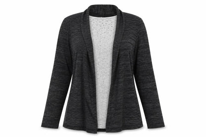 Front view of TIGI women’s grey cardigan jumper, size UK 14, - jewl detail
